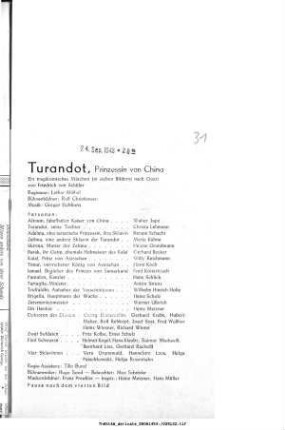 Turandot, Prinzessin von China