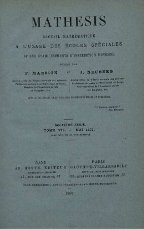 TOME VII. - MAI 1897.