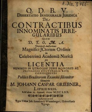 De contractibus innominatis irregularibus
