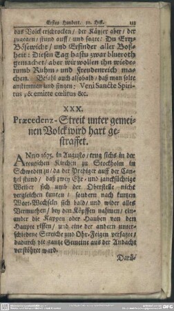 XXX. Praecedenz-Streit unter gemeinen Volck wird hart gestraffet
