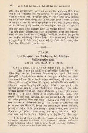 404-417 Zur Geschichte der Auslegung des biblischen Schöpfungsberichtes : Schluß