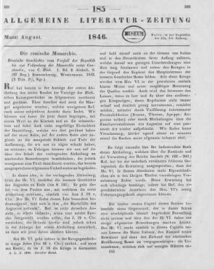 Höck, K. F. C.: Römische Geschichte vom Verfall der Republik bis zur Vollendung der Monarchie unter Constantin. Bd. 1. Abt. 2. Mit vorzügl. Rücksicht auf Verfassung und Verwaltung des Reichs. Braunschweig: Westermann 1843