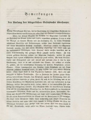 Bemerkungen über den Umfang des bürgerlichen Gesetzbuchs überhaupt.
