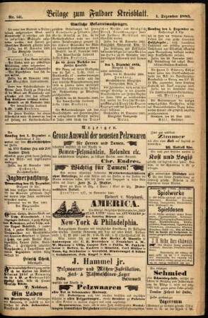 Zweite Ausgabe vom Samstag, den 01. Dezember 1883.