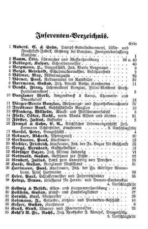 Inserenten-Verzeichnis