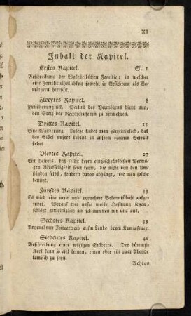XI-XIV, Inhaltsverzeichnis