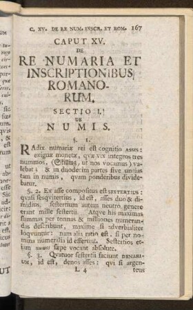 Caput XV. De Re Numaria Et Inscriptionibus Romanorum