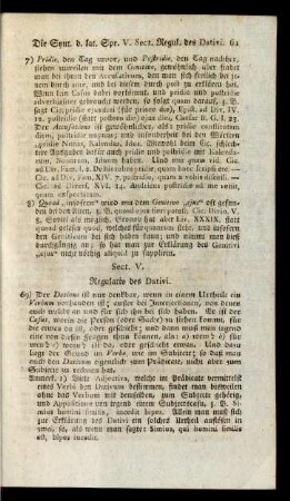 Sect. V. Regulativ des Dativi.