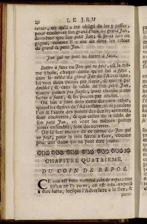Chapitre Quatrieme. Du Coin De Repos