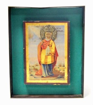 Heilige Barbara mit Turm, Krone und Kreuz