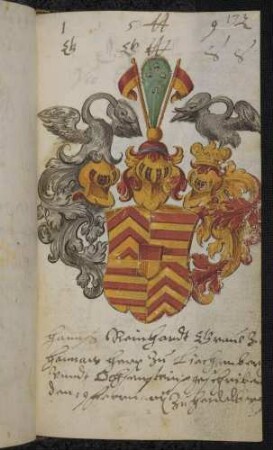Wappen: Graf Johann Reinhard (I.) von Hanau-Lichtenberg-Ochsenstein (1569-1625), Eintrag 1592