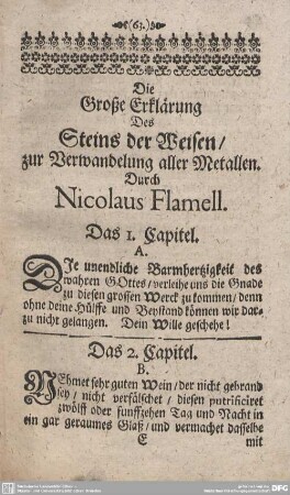 Die Große Erklärung Des Steins der Weisen/ zur Verwandlung aller Metallen.