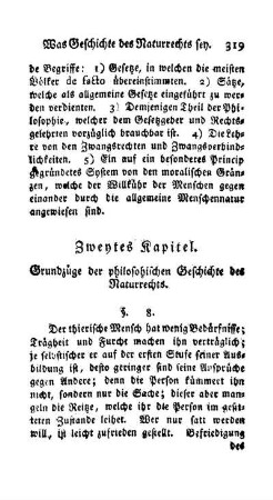 Zweytes Kapitel. Grundzüge der philosohischen Geschichte des Naturrechts.