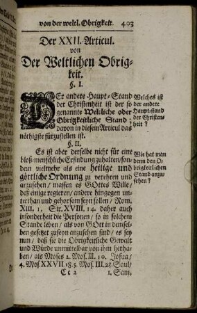 Der XXII. Articul. von Der Weltlichen Obrigkeit