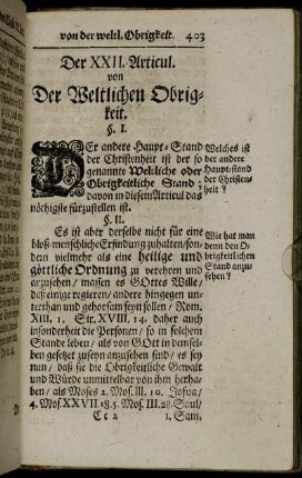 Der XXII. Articul. von Der Weltlichen Obrigkeit
