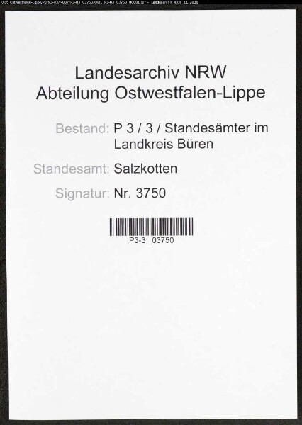 Sterberegister Standesamt Salzkotten