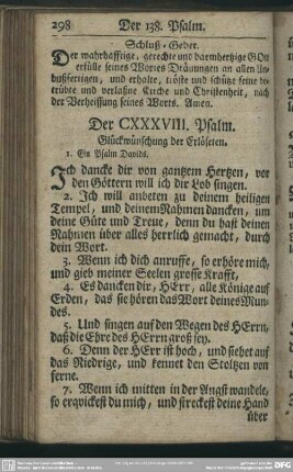 Der CXXXVIII. Psalm : Glückwünschung der Erlöseten