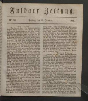 Freitag, den 20. Januar. 1832
