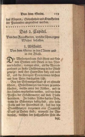 Das 2. Capitel. Von den Krankheiten, welche schwangere Weiber befallen