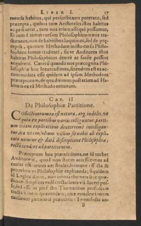 Cap. II. De Philosophiae Partitione.