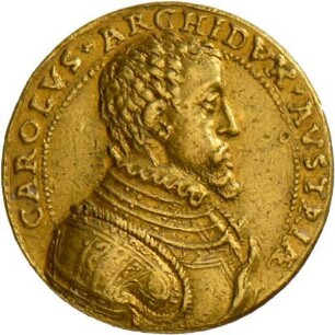 Medaille von Hans Zwigott auf Erzherzog Karl II. von Österreich mit Darstellung der Fortuna