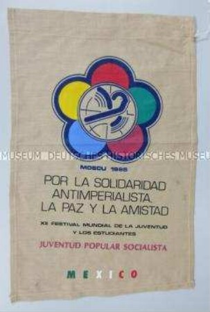 Wandbehang der Sozialistischen Volksjugend Mexiko zu den 12. Weltfestspielen der Jugend und Studenten 1985