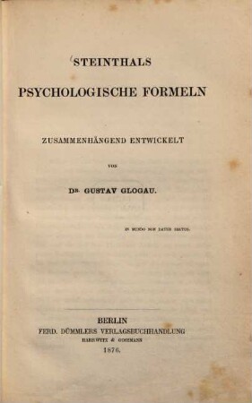 Steinthals psychologische Formeln