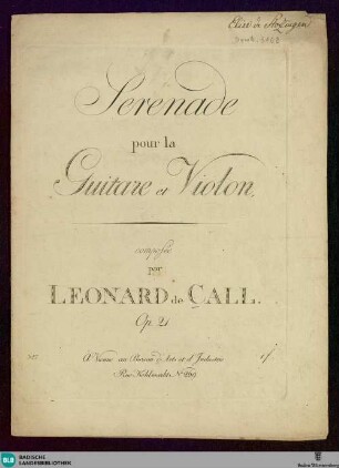 Serenade pour la Guitarre et Violon : Op. 21