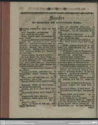 Register der vornehmsten und merkwürdigsten Sachen
