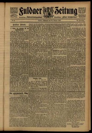 Erste Ausgabe vom Mittwoch, den 30. Januar 1907.