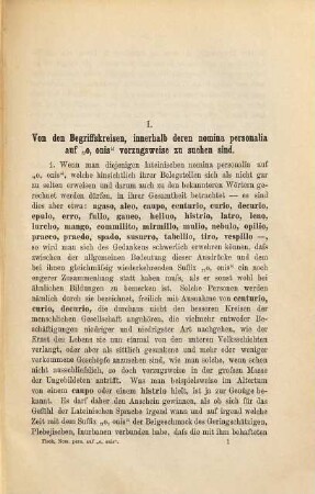 Die lateinischen nomina personalia auf "o, onis" : Ein Beitrag zur Kenntnis des Vulgärlateins