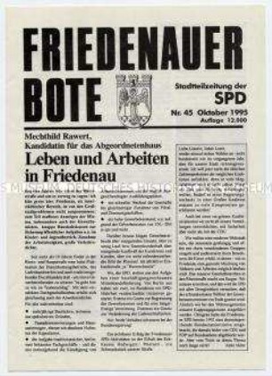 Flugschrift der SPD Berlin-Friedenau zur Wahl des Berliner Abgeordnetenhauses 1995