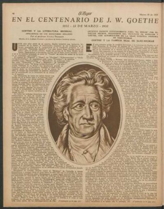 En el centenario de J. W. Goethe : 1832 - 22 de marzo - 1932