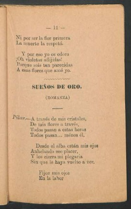 Sueños de oro. : (Romanza)