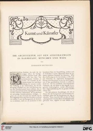 Die Architektur auf den Ausstellungen in Darmstadt, München und Wien
