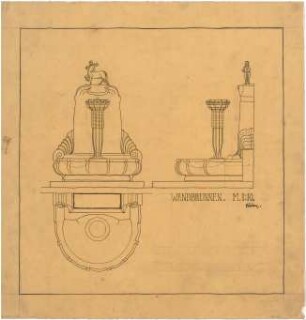 Billing, Hermann; Mannheim (Baden-Württemberg); Kunsthalle - Wandbrunnen (Grundriss, Ansichten)