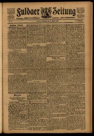 Erste Ausgabe vom Dienstag, den 16. April 1907.