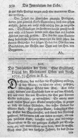 Die Inoculation der Liebe. Eine Erzählung.