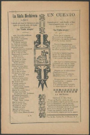La ninfa hechicera : Cantado por Ana de Clavarin al principiar el segundo acto, de la preciosa opereta "La Viuda Alegre"