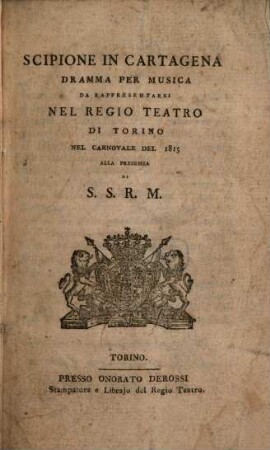 Scipione in Cartagena : Dramma per musica