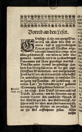 6v-7v, Vorred an den Leser.