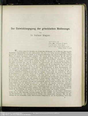 Der Entwicklungsgang der griechischen Heldensage