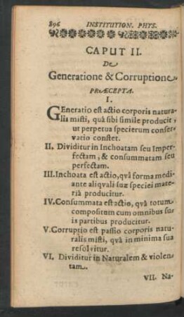 Caput II. De Generatione & Corruptione.