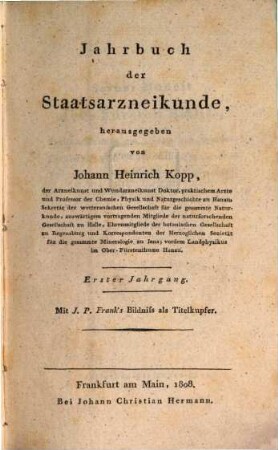 Jahrbuch der Staatsarzneikunde. 1. 1808