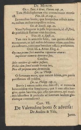 Cap. VI. De Valetudine bona & adversa: De Auditu & Visu.