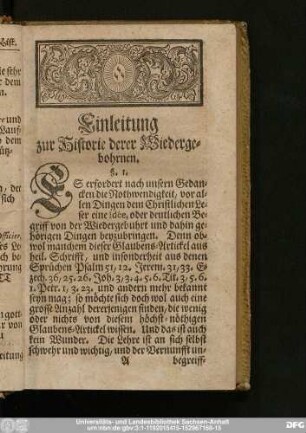 Einleitung zur Historie derer Wiedergebohrnen.