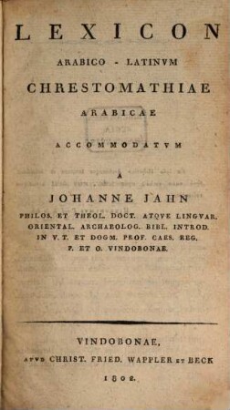 Lexicon arabico-latinum chrestomathiae arabicae
