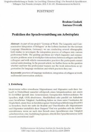 Praktiken der Sprachvermittlung am Arbeitsplatz