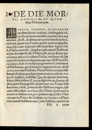 De Die Mortis Dominicae, Ad Quendam Philoneicum.