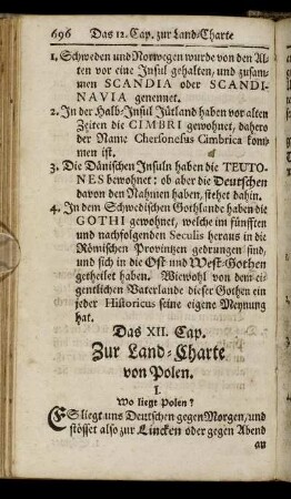 Das XII. Cap. Zur Land-Charte von Polen.
